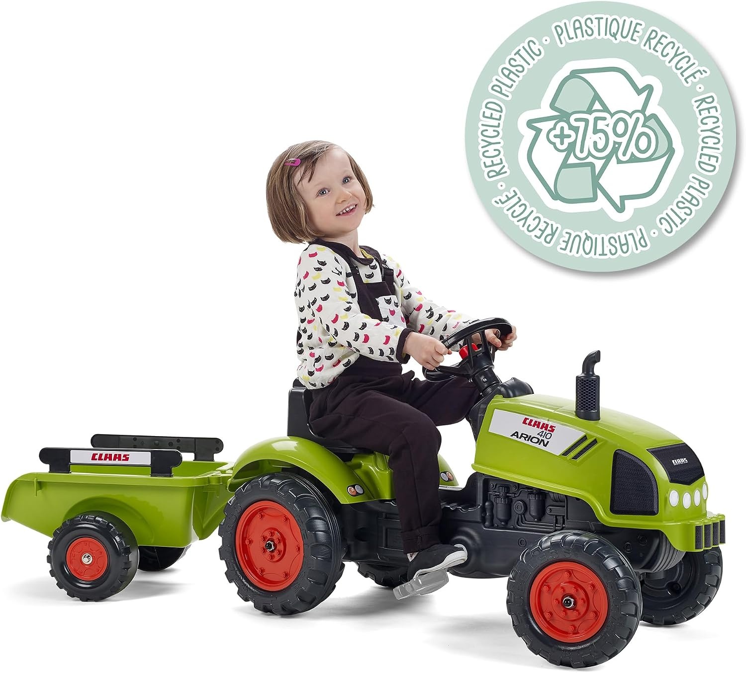 Falk Claas Tractor Arion 410 Set 2/5 | Tractor voor kinderen – buitenspel – gemaakt in Frankrijk – stuurwiel met claxon – 75% gerecycled kunststof – 2041C