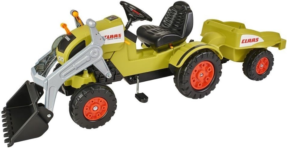BIG Claas Celtis Loader met aanhanger, kindertractoren, speelgoed met precisie-kettingaandrijving, 3-voudig verstelbare zitting, tot 50 kg, Claas-licentie, voor kinderen vanaf 3 jaar
