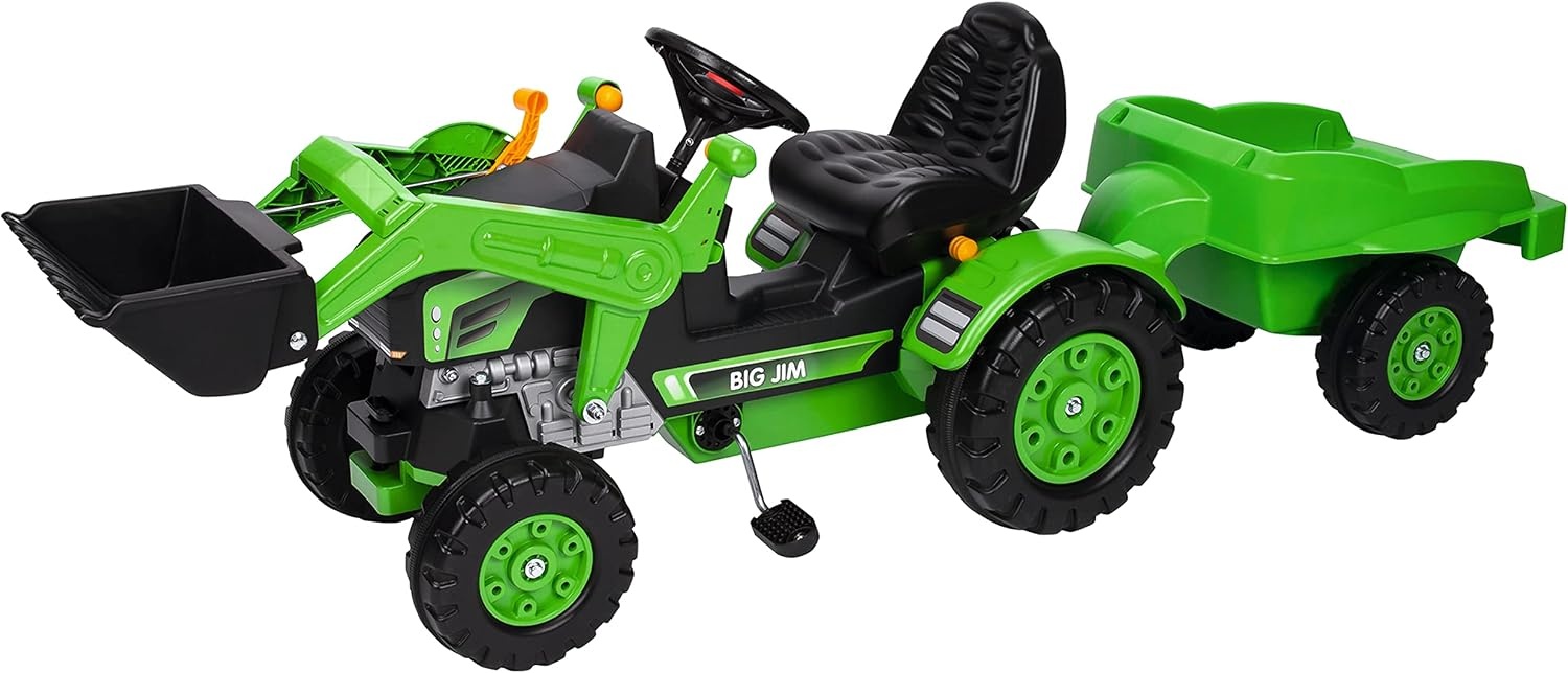 BIG Claas Celtis Loader met aanhanger, kindertractoren, speelgoed met precisie-kettingaandrijving, 3-voudig verstelbare zitting, tot 50 kg, Claas-licentie, voor kinderen vanaf 3 jaar