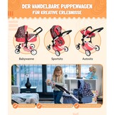 Bayer Chic 2000 3-in-1 Kombi-Poppenwagen Linus Butterfly Koralle 47-78 cm