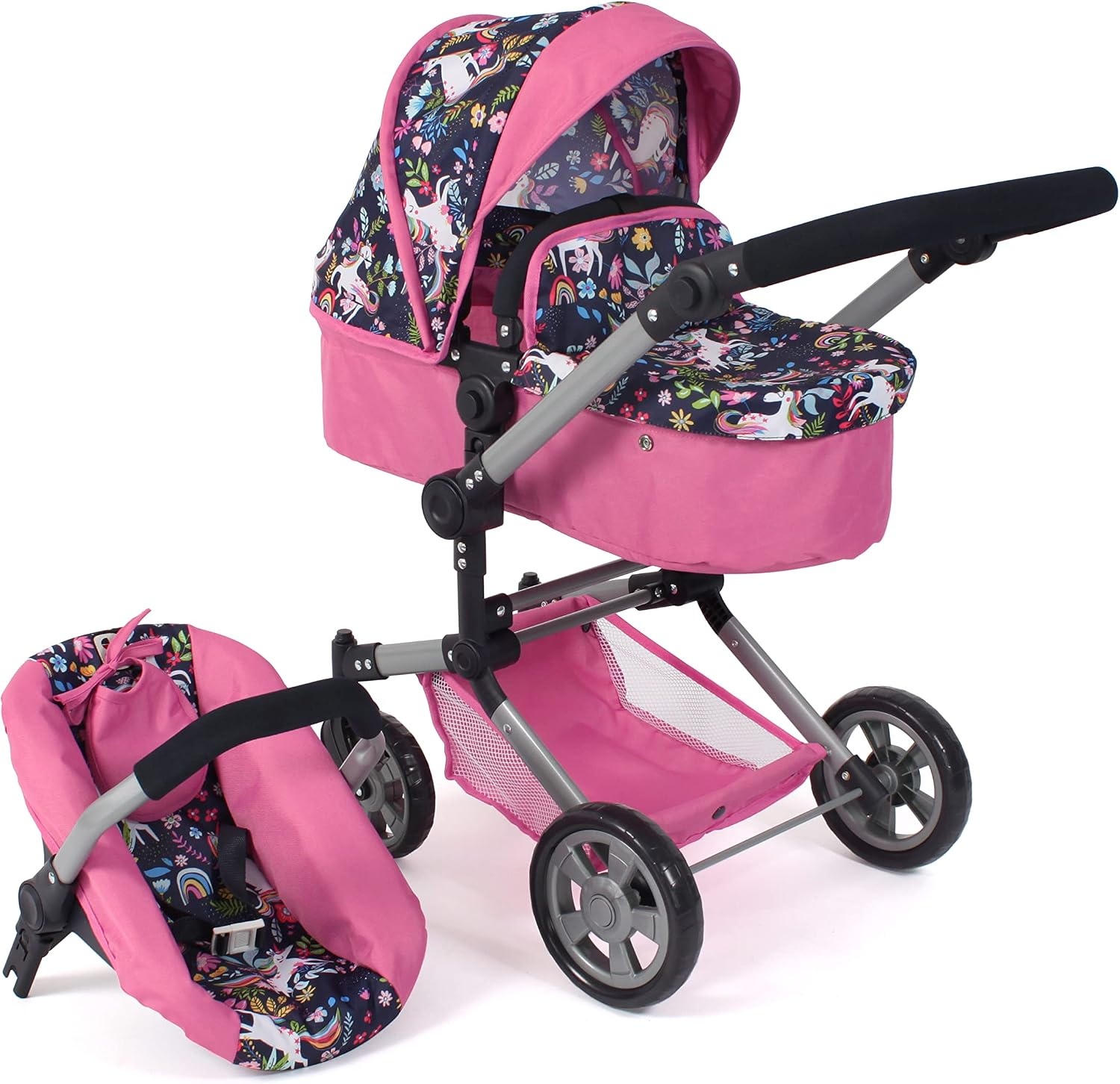 Bayer Chic 2000 3-in-1 Kombi-Poppenwagen Linus Butterfly Koralle 47-78 cm