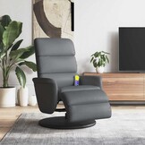 vidaXL Massagestoel verstelbaar met voetensteun kunstleer grijs