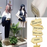 Dames Etalagepop met Afneembare Kop, Houten Armen & Verstelbare Hoogte 140-190 cm voor Kledingpresentatie Studio Winkel - Zwart
