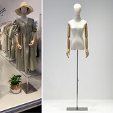 Dames Etalagepop met Afneembare Kop, Houten Armen & Verstelbare Hoogte 140-190 cm voor Kledingpresentatie Studio Winkel - Zwart