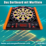 WIN.MAX Professioneel elektronisch dartdoel met laser Throw/Toe Line met Duitse stem, geschikt voor batterijen/adapter voor 1-8 spelers met 12 lichte pijlen