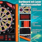 WIN.MAX Professioneel elektronisch dartdoel met laser Throw/Toe Line met Duitse stem, geschikt voor batterijen/adapter voor 1-8 spelers met 12 lichte pijlen