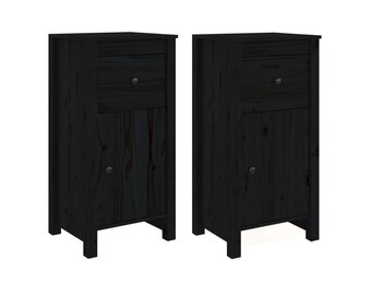 vidaXL Dressoirs 2 st 40x35x80 cm massief grenenhout zwart