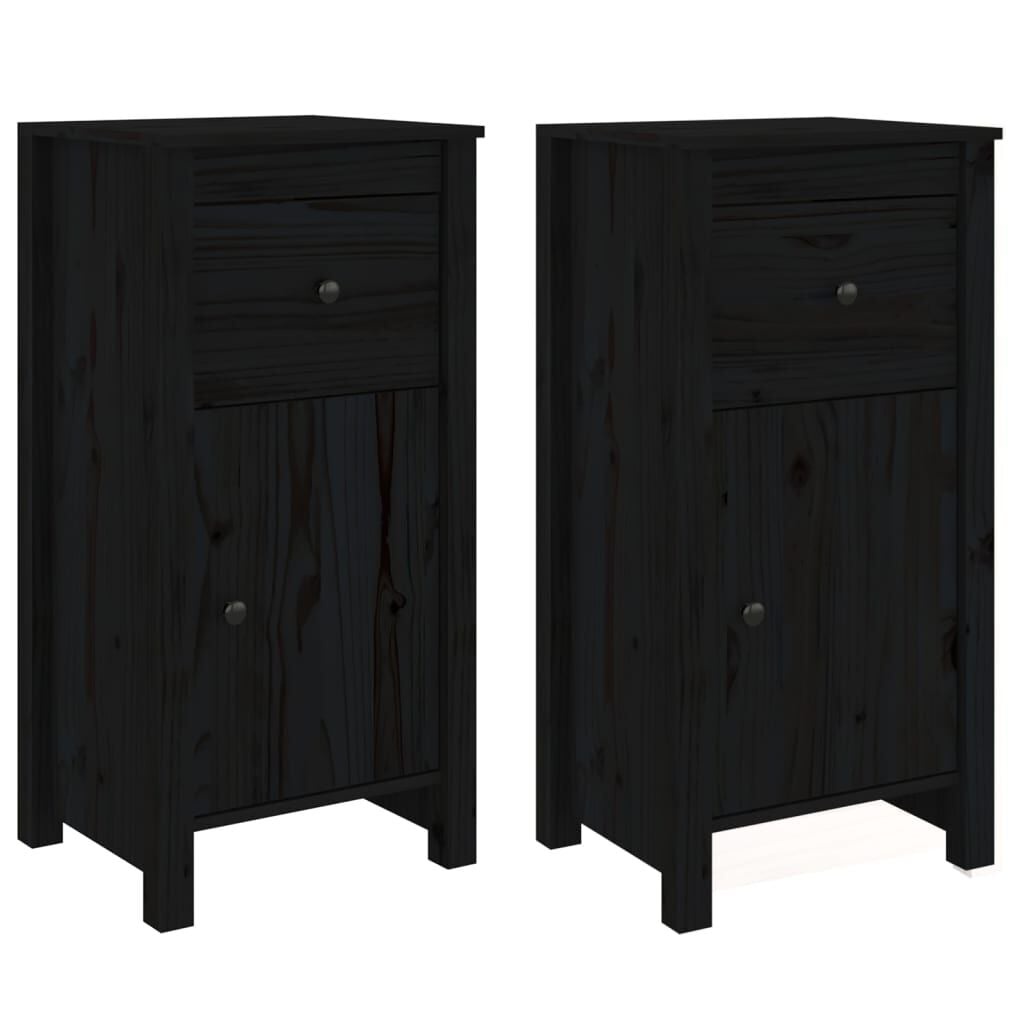 vidaXL Dressoirs 2 st 40x35x80 cm massief grenenhout zwart