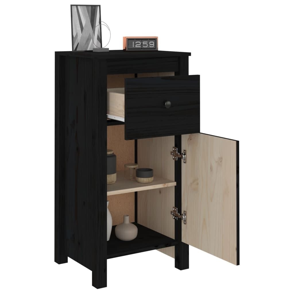 vidaXL Dressoirs 2 st 40x35x80 cm massief grenenhout zwart