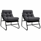 vidaXL Tuinmeubelen met kussen 2 pcs Zwart 60 x 80 x 71 cm Metaal