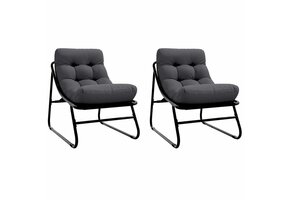 VidaXL Tuinstoel Set (2x) Zwart Metaal 60x80x71cm - 41% Korting