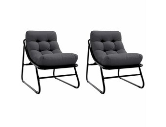 vidaXL Tuinmeubelen met kussen 2 pcs Zwart 60 x 80 x 71 cm Metaal