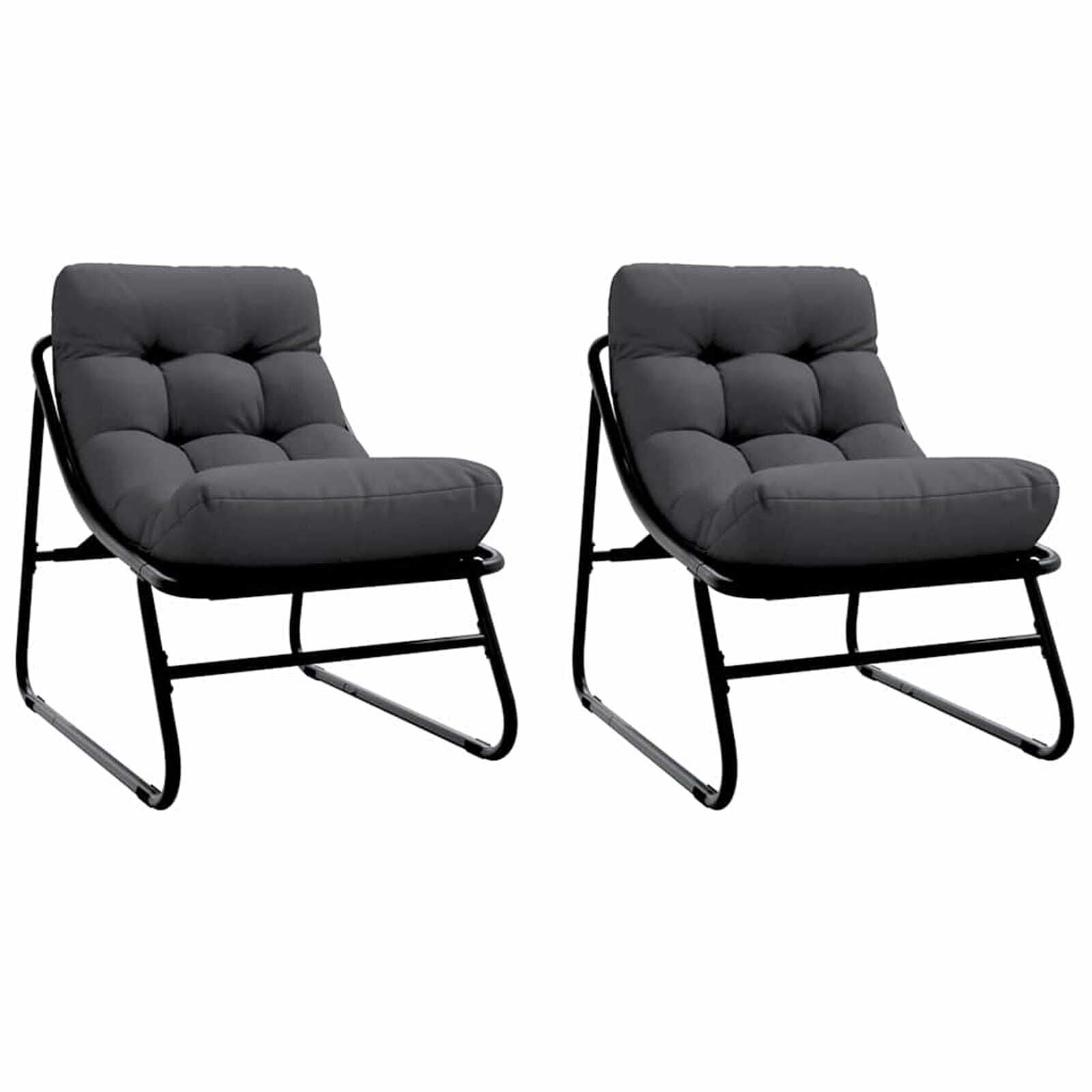 vidaXL Tuinmeubelen met kussen 2 pcs Zwart 60 x 80 x 71 cm Metaal