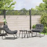 vidaXL Tuinmeubelen met kussen 2 pcs Zwart 60 x 80 x 71 cm Metaal
