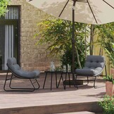 vidaXL Tuinmeubelen met kussen 2 pcs Zwart 60 x 80 x 71 cm Metaal