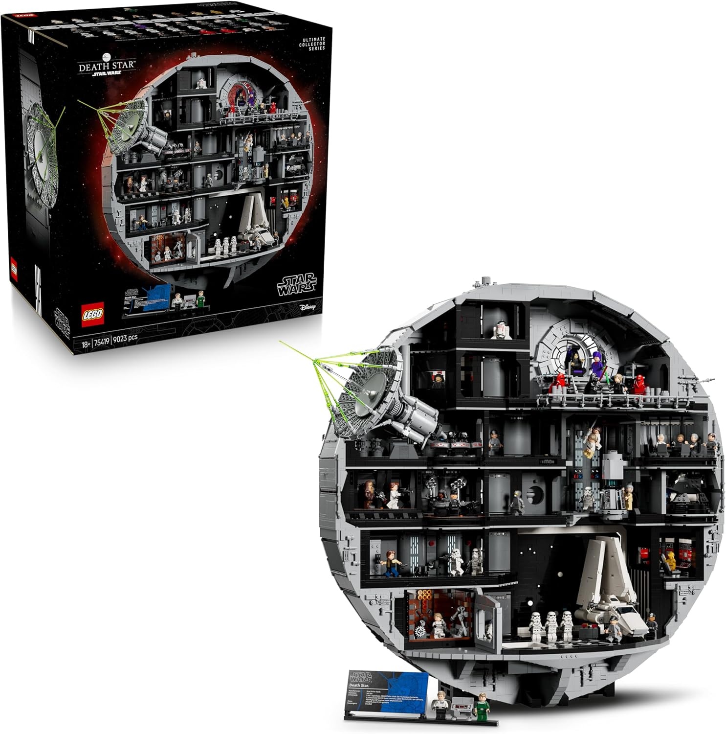 LEGO Star Wars Death Star Bouwpakket voor Volwassenen - Interactief UCS Displaymodel met 36 Minifiguren Incl. Luke Skywalker, Han Solo en Darth Vader - Cadeau voor A New Hope Fans - 75419