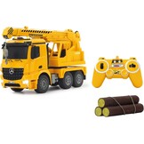 JAMARA 404950 - heavy duty crane Mercedes Arocs 1:20 2.4G - swivel and extendable crane, lift / lower rope, realistic engine sound, horn, reversing warning sound, 4