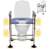 Toiletverhoger met armleuningen, 6 standen verstelbaar, hoogte & breedte 48-58cm, max. 158 kg belastbaar, voor ouderen, zwangeren & mensen met beperki