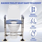 Toiletverhoger met armleuningen, 6 standen verstelbaar, hoogte & breedte 48-58cm, max. 158 kg belastbaar, voor ouderen, zwangeren & mensen met beperki