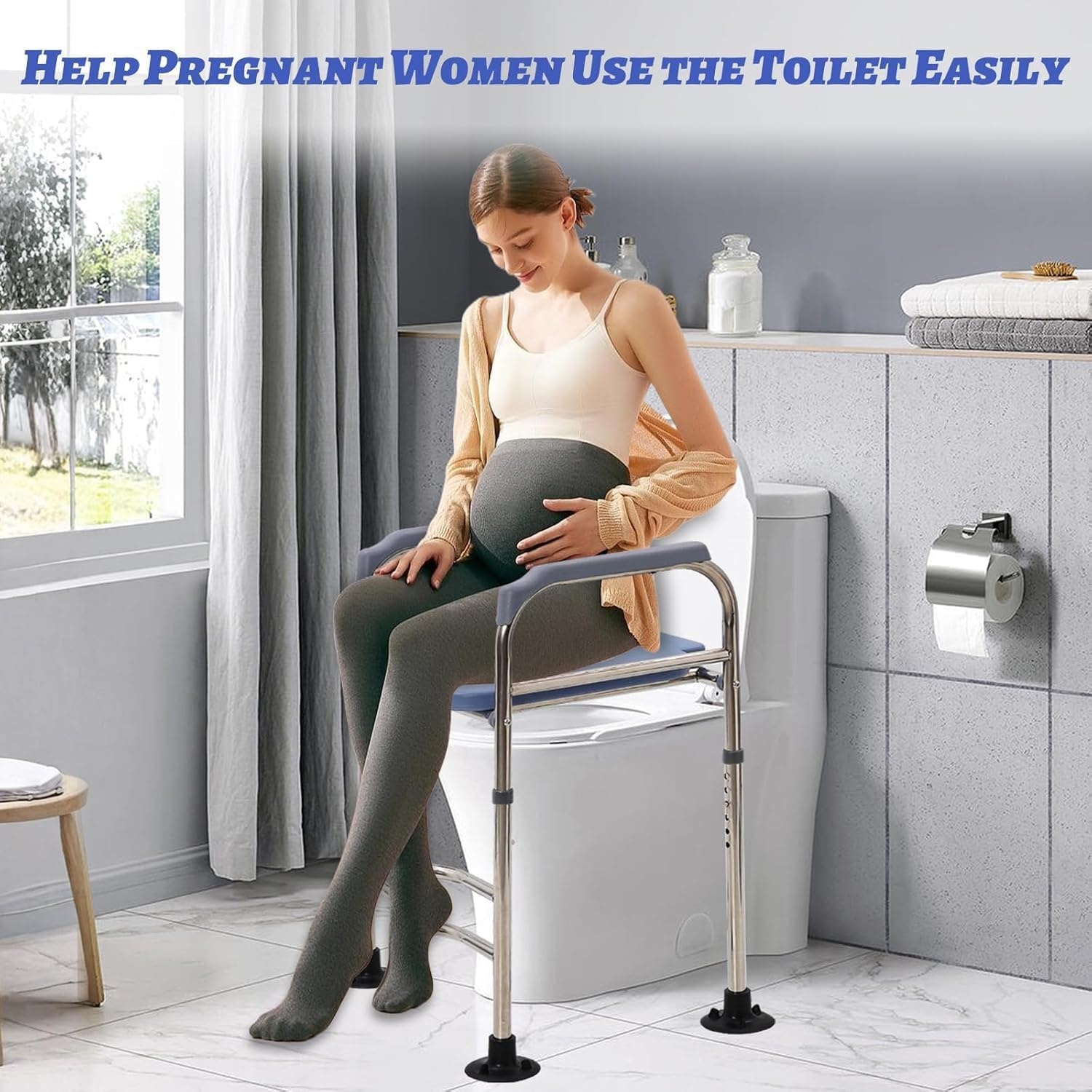 Toiletverhoger met armleuningen, 6 standen verstelbaar, hoogte & breedte 48-58cm, max. 158 kg belastbaar, voor ouderen, zwangeren & mensen met beperki