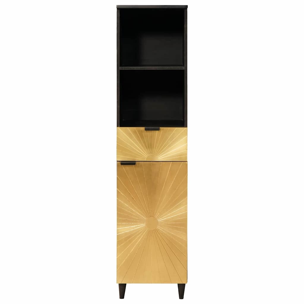 Badkamerkast Zwart/Goud Mangohout - 35% Korting