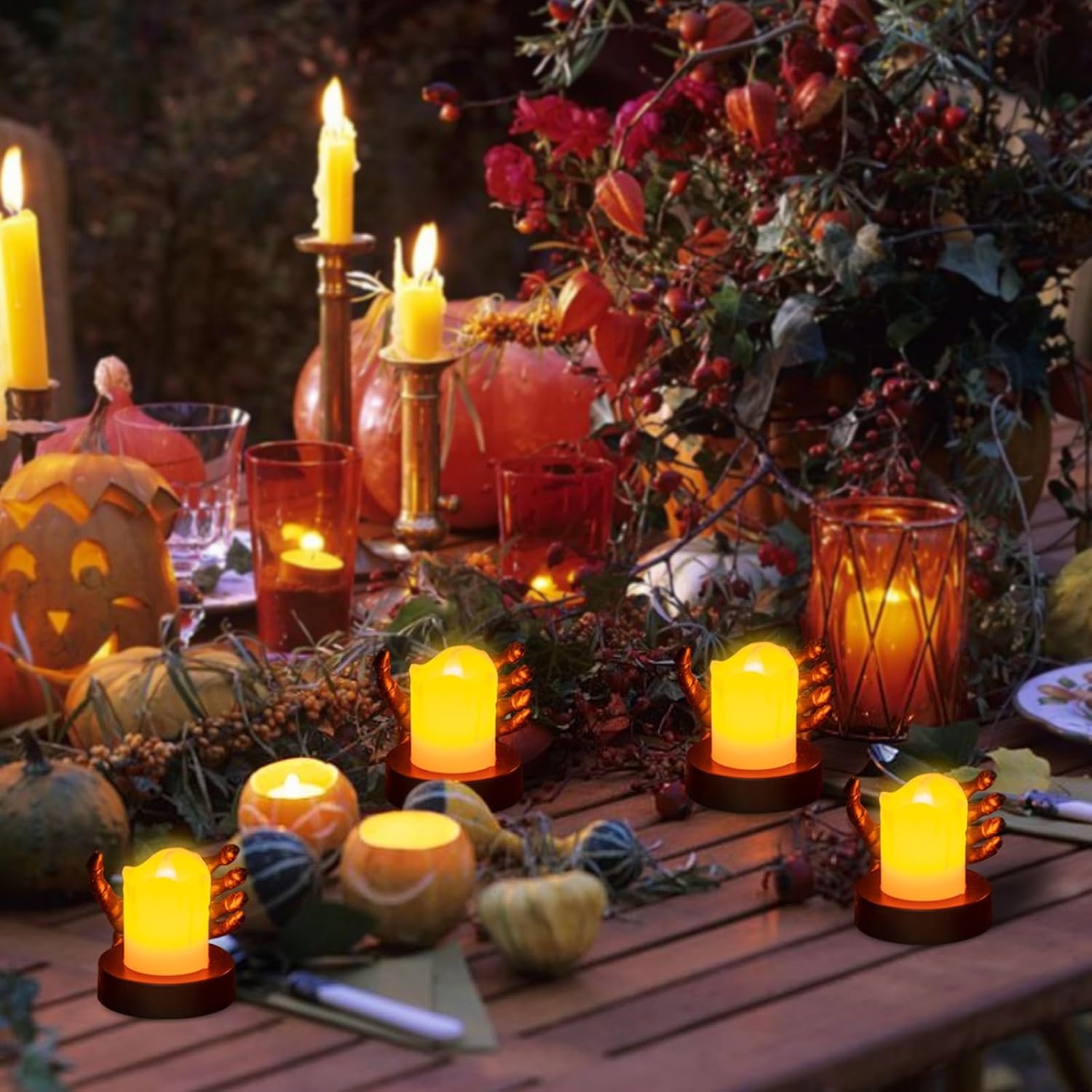 Vlamloze LED Kaarsen Halloween Decoratie (4 stuks) - 72% Korting