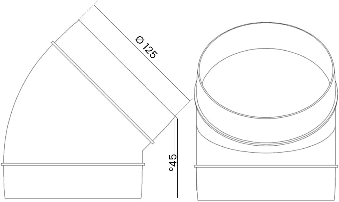 Kunststof Buisbocht 45 graden Ø 125mm - 80% Korting!