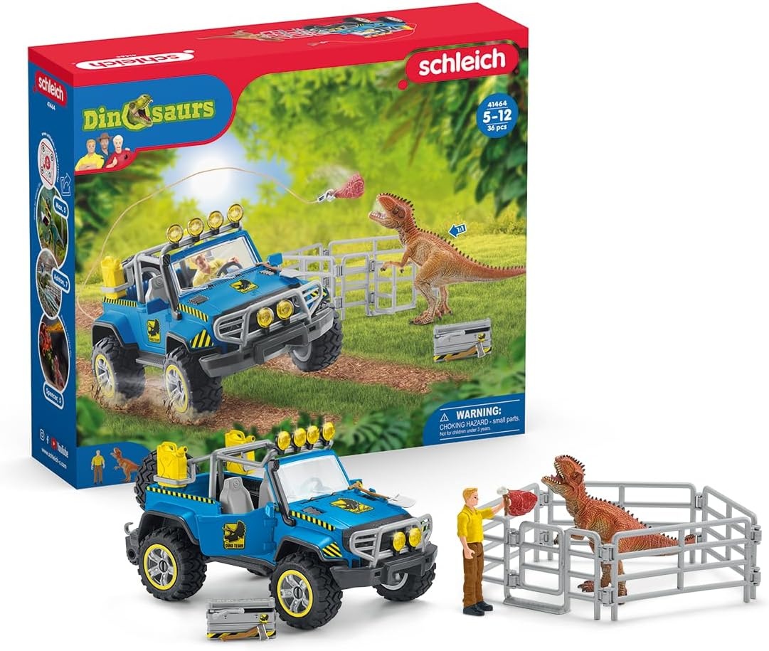 SCHLEICH 41464n Off-road voertuig met dino buitenpost dinosaurussen speelgoed speelset voor kinderen van 4-12 jaar