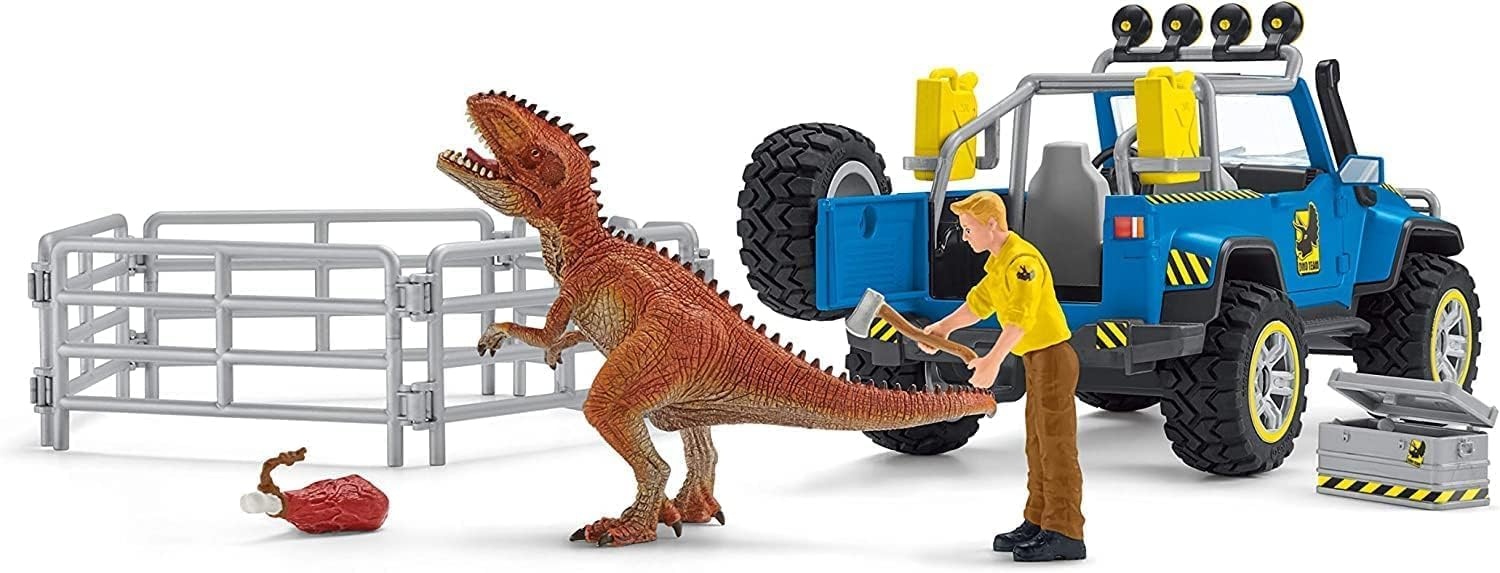SCHLEICH 41464n Off-road voertuig met dino buitenpost dinosaurussen speelgoed speelset voor kinderen van 4-12 jaar