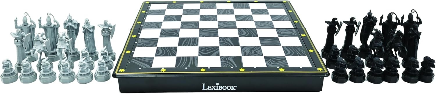 Lexibook, Harry Potter CGM300HPLXB Schaakspel, magnetisch en opvouwbaar schaakbord, 32 figuren, familiespel