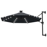 vidaXL Wandparasol met LED's 300 cm antracietkleurig