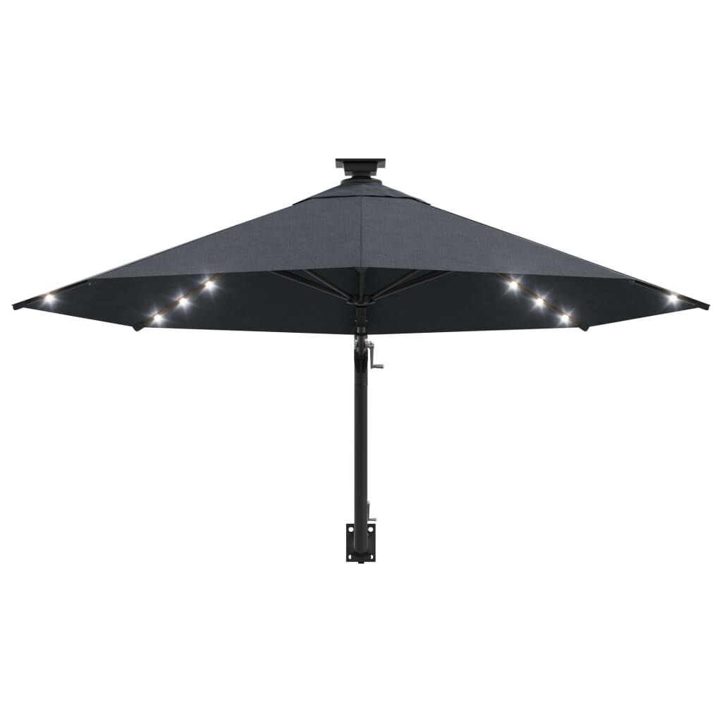 vidaXL Wandparasol met LED's 300 cm antracietkleurig