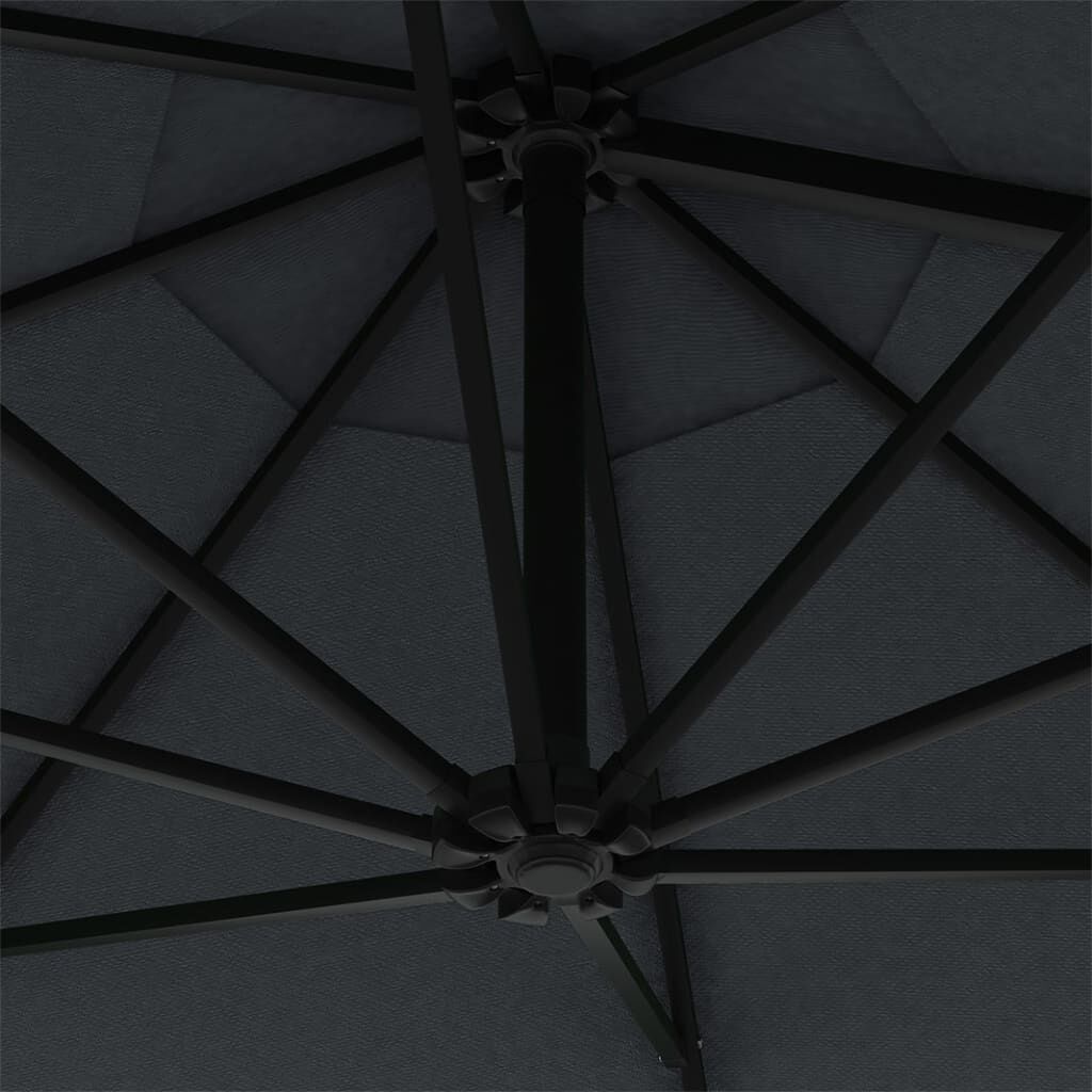 vidaXL Wandparasol met LED's 300 cm antracietkleurig
