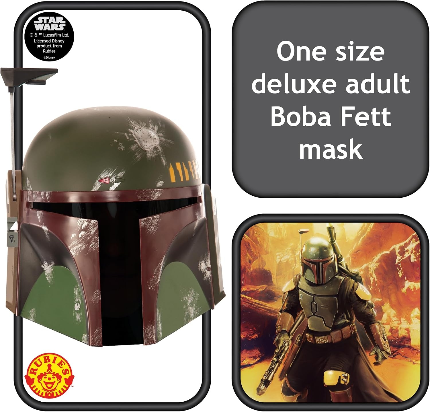 Star Wars Deluxe Boba Fett Costume Mask Adult One Size