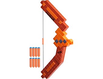 Nerf Minecraft Bow-dartblaster, doorladen met terugtrekpees, 8 Nerf N1-darts, alleen te gebruiken met Nerf N1-dartblasters, leeftijd 8+