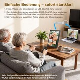 Digitale fotolijst 10,1 inch IPS-scherm met 32GB USB-stick, bewegingssensor, wandmonteerbaar, zonder WiFi, kalender, timer, foto/video/muziekspeler