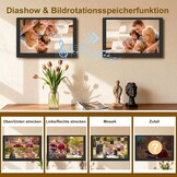 Digitale fotolijst 10,1 inch IPS-scherm met 32GB USB-stick, bewegingssensor, wandmonteerbaar, zonder WiFi, kalender, timer, foto/video/muziekspeler