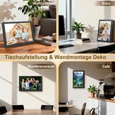 Digitale fotolijst 10,1 inch IPS-scherm met 32GB USB-stick, bewegingssensor, wandmonteerbaar, zonder WiFi, kalender, timer, foto/video/muziekspeler