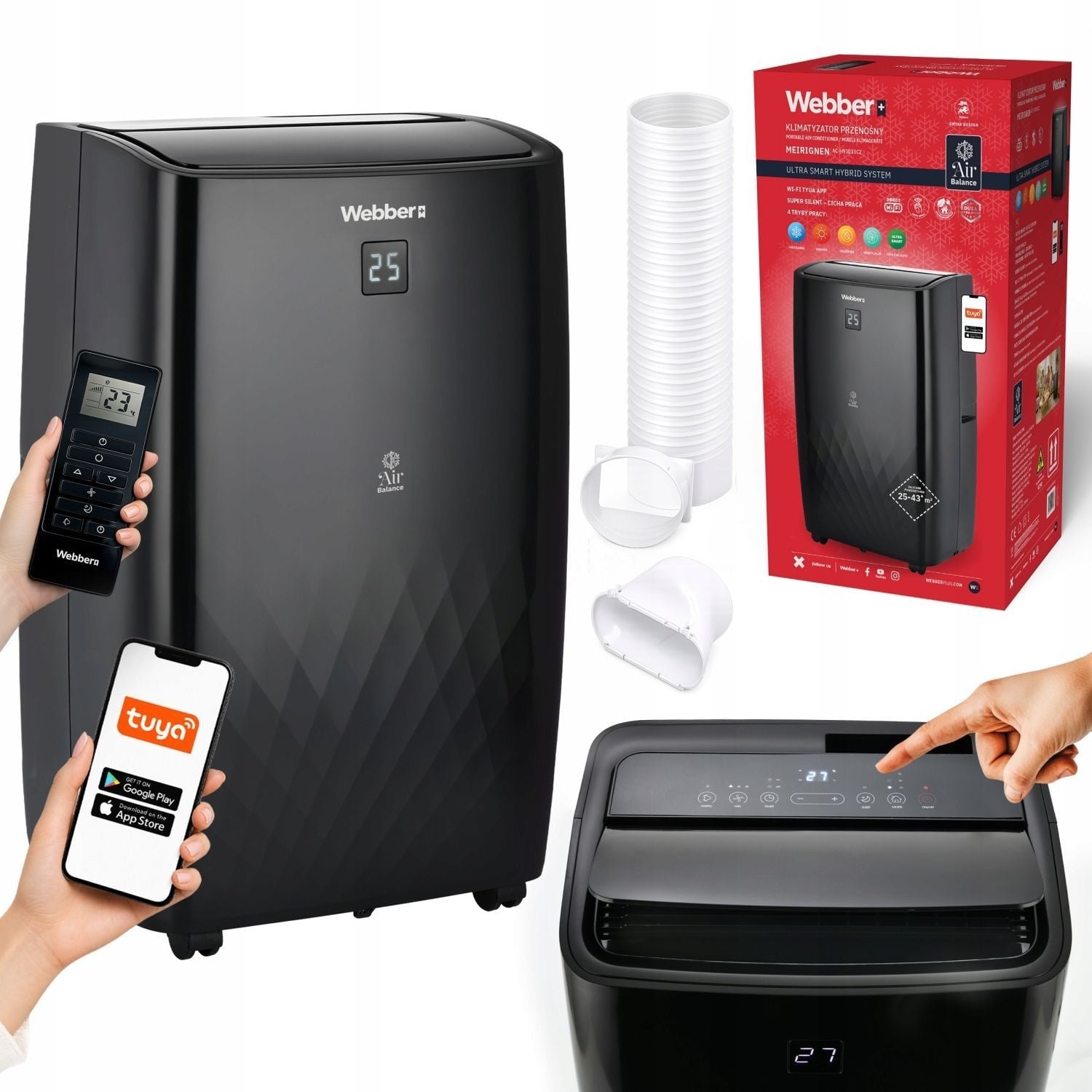 Mobiele airco 9000 BTU - wifi - verwarmen en ontvochtigen