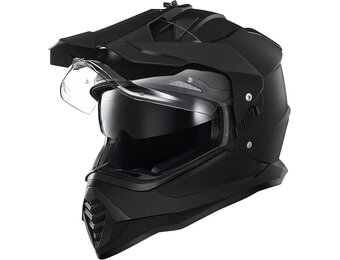 Motorhelm Dual Sport Adventure Matzwart Maat M | DOT FMVSS-218 | Dubbel vizier Pinlock 30 compatibel zonnevizier