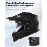 Motorhelm Dual Sport Adventure Matzwart Maat M | DOT FMVSS-218 | Dubbel vizier Pinlock 30 compatibel zonnevizier
