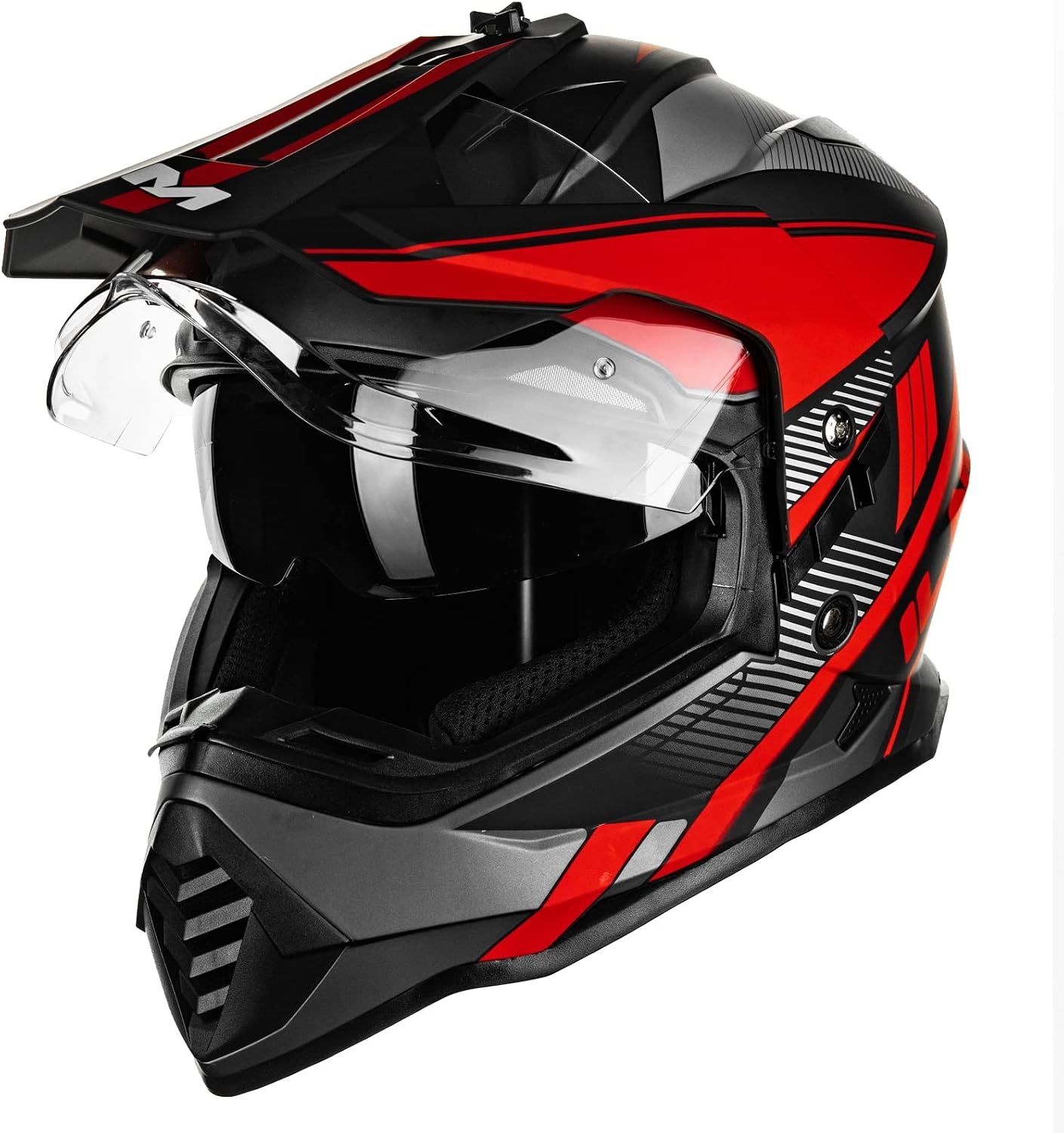 Motorhelm Dual Sport Adventure Matzwart Maat M | DOT FMVSS-218 | Dubbel vizier Pinlock 30 compatibel zonnevizier