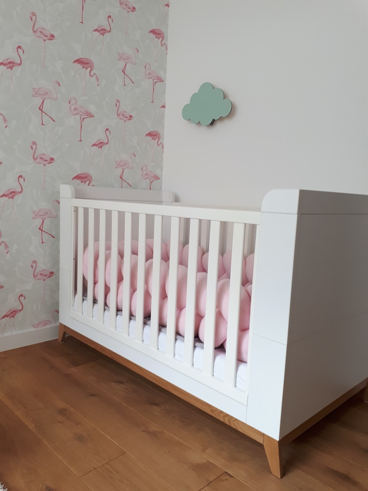 Bedomranding Vlechtkussen Kinderbed 3,5m Lichtroze | Katoen | 25cm Breed | -62%