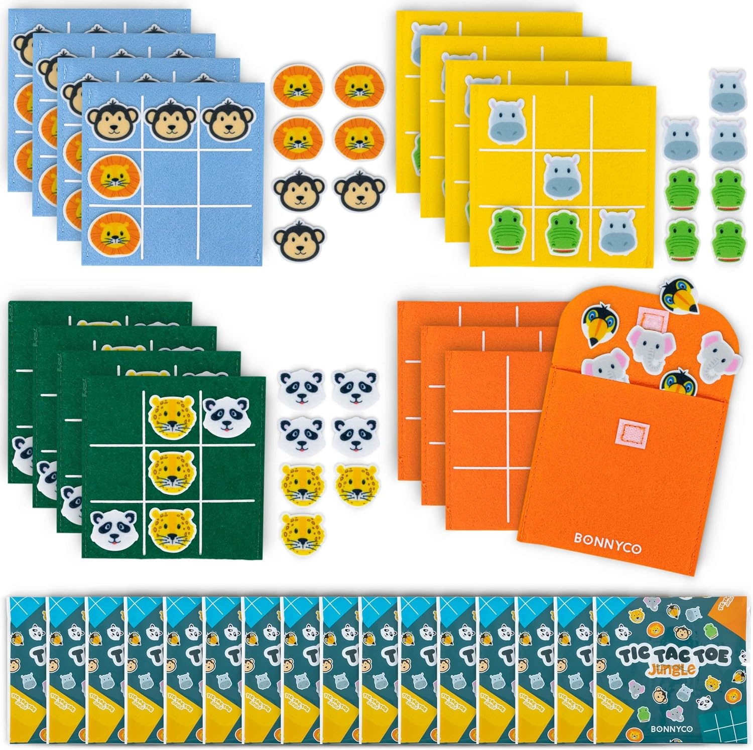 BONNYCO Tic Tac Toe van Jungle Dieren Party Bag Vullers voor Kinderen Unisex Pack 16. Kinderfeest Vullers, Kinderfeestcadeaus. Kant-en-klare Feesttasje, Pinata Filler Prijzen, Kinderfeestgunsten