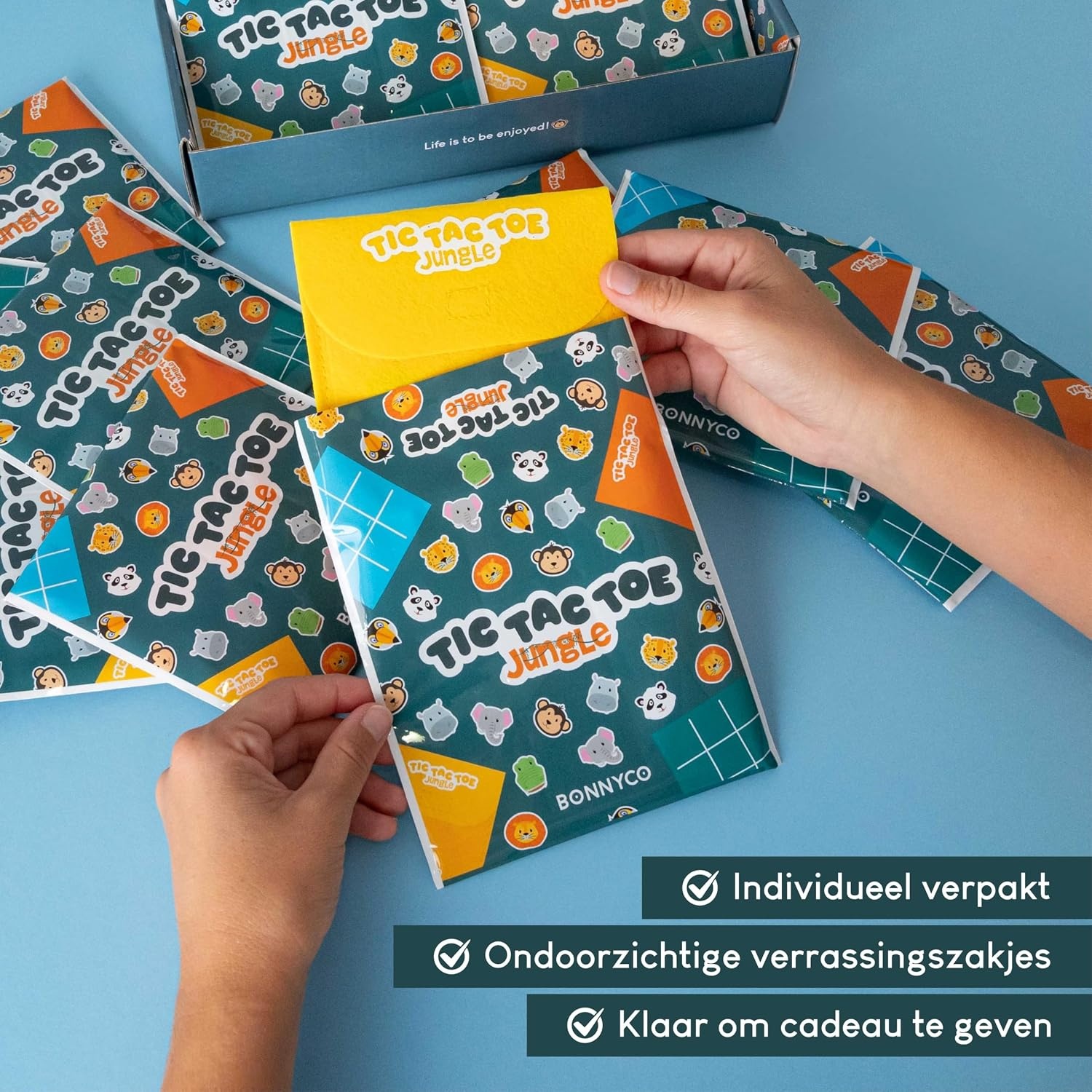 BONNYCO Tic Tac Toe van Jungle Dieren Party Bag Vullers voor Kinderen Unisex Pack 16. Kinderfeest Vullers, Kinderfeestcadeaus. Kant-en-klare Feesttasje, Pinata Filler Prijzen, Kinderfeestgunsten