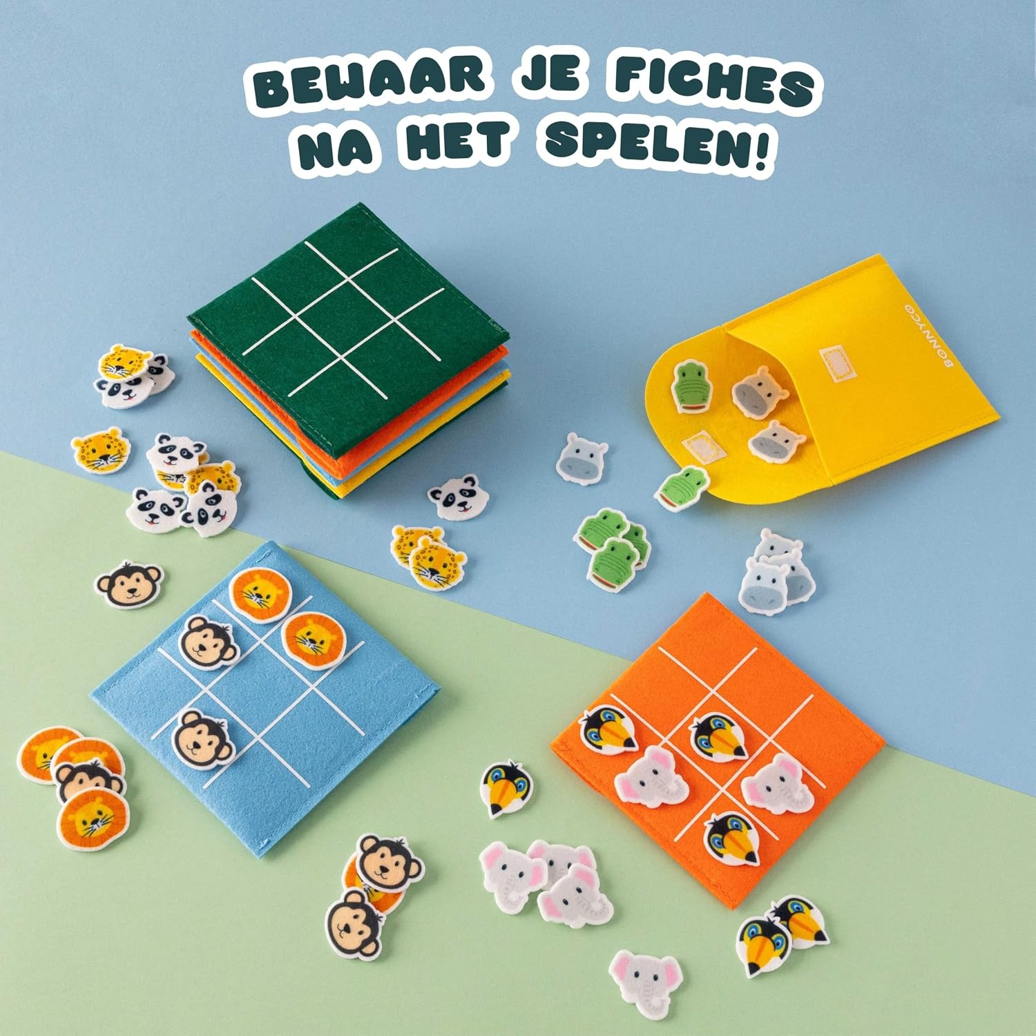 BONNYCO Tic Tac Toe van Jungle Dieren Party Bag Vullers voor Kinderen Unisex Pack 16. Kinderfeest Vullers, Kinderfeestcadeaus. Kant-en-klare Feesttasje, Pinata Filler Prijzen, Kinderfeestgunsten
