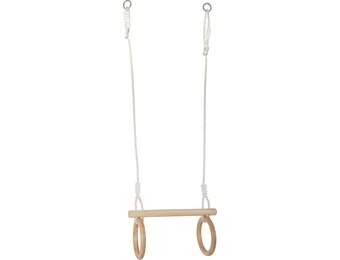 small foot 11909 Trapeze w/houten gymnastiekringen, voor montage op schommel of klimuitrusting, voor kinderen vanaf 3 jaar speelgoed, bruin, normaal