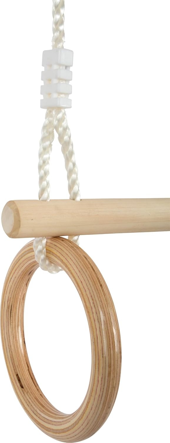 small foot 11909 Trapeze w/houten gymnastiekringen, voor montage op schommel of klimuitrusting, voor kinderen vanaf 3 jaar speelgoed, bruin, normaal