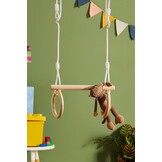 small foot 11909 Trapeze w/houten gymnastiekringen, voor montage op schommel of klimuitrusting, voor kinderen vanaf 3 jaar speelgoed, bruin, normaal