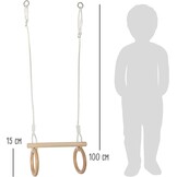 small foot 11909 Trapeze w/houten gymnastiekringen, voor montage op schommel of klimuitrusting, voor kinderen vanaf 3 jaar speelgoed, bruin, normaal
